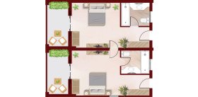 Family Interconnecting Apartment with Veranda (56 m²)