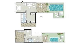 Bungalow Suite Sea Front, Private Pool (46–50 m²)