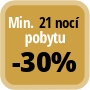 Zaplaťte minimálně 21 nocí a získáte 30% slevu.