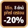 Při objednání minimálně 8 dnů před zahájením pobytu získáte slevu 20% z celé ceny ubytování.