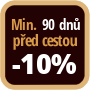 Při objednání minimálně 90 dnů před zahájením pobytu získáte slevu 10% z celé ceny ubytování.